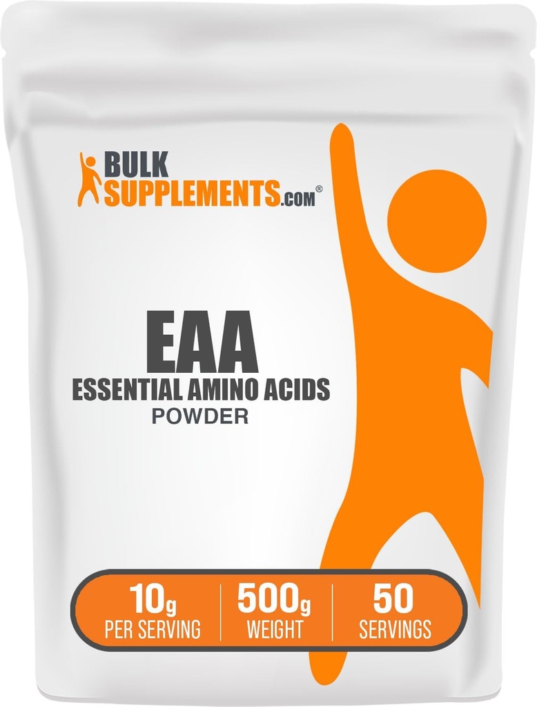 BulkSupplements.com Aminoácidos esenciales Polvo - Aminoácidos esenciales Suplemento, EAA Powder - Sin sabor, 10g por Serving, 500g (1.1 lbs) (Pack of 1)