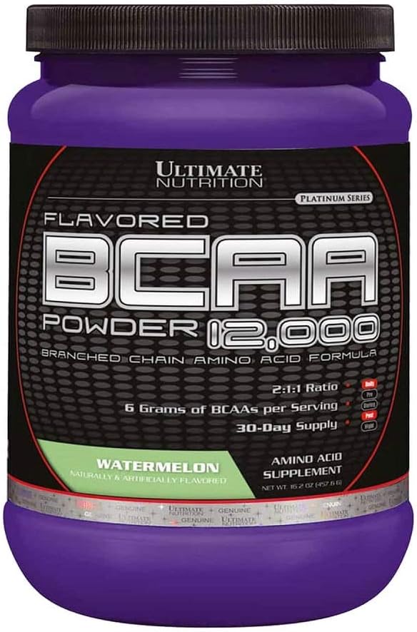 Ultimate Nutrition Flavored BCAA Powder - Caffeine Gratis con 3g Leucine 1.5g Valine 1.5g Isoleucine - Post Workout Amino Acid Suplemento, Grape, 30 Servimientos