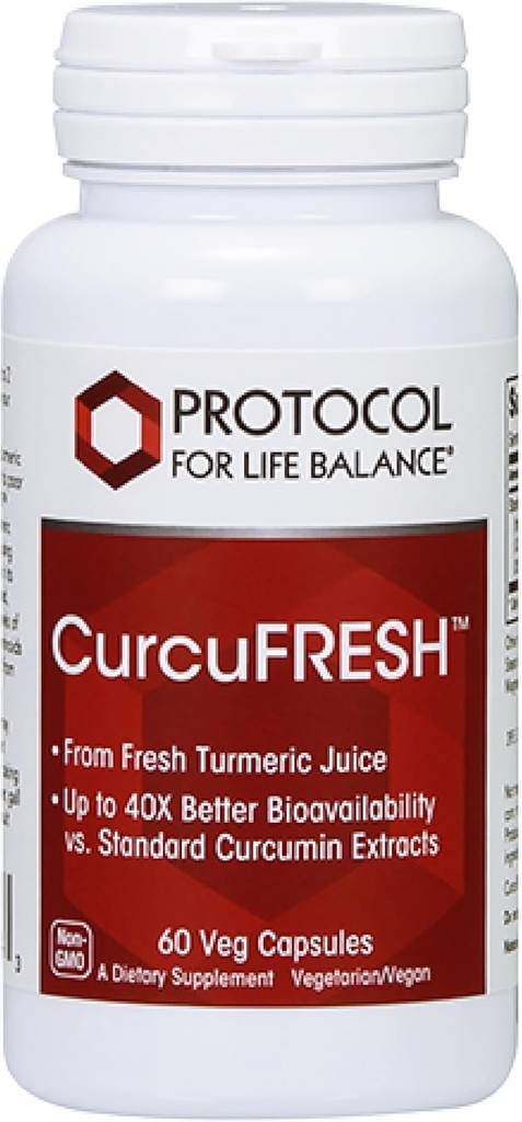 PROTOCOLO PARA LA VIDA BALANCE CurcuFresh - 40x Absorción - Turmeric Juice Powder - con Curcuminoids - de Curcuma Longa - Vegan & No GMO - 60 Veg cápsulas