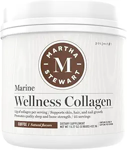 Martha Stewart Collagen Peptides Powder - Multi Collagen for Women | Healthy Supplement for Skin, Hair, Nails, and Bone Strength | 15g Protein | Coffee | 25 Servings