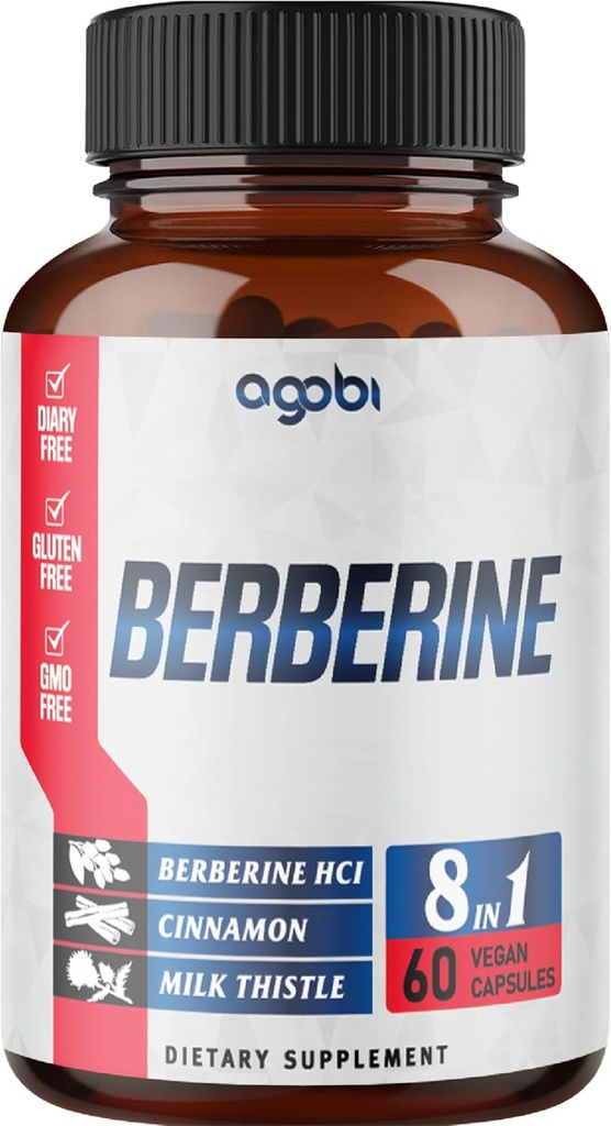 Suplemento de bereberina con Ceylán, Leche Thistle, Turmeric, Elderberry &amp; More - Apoyo Immune, Cardiovascular &amp; Gastrointestinal - 60 Cuentas para 2 meses