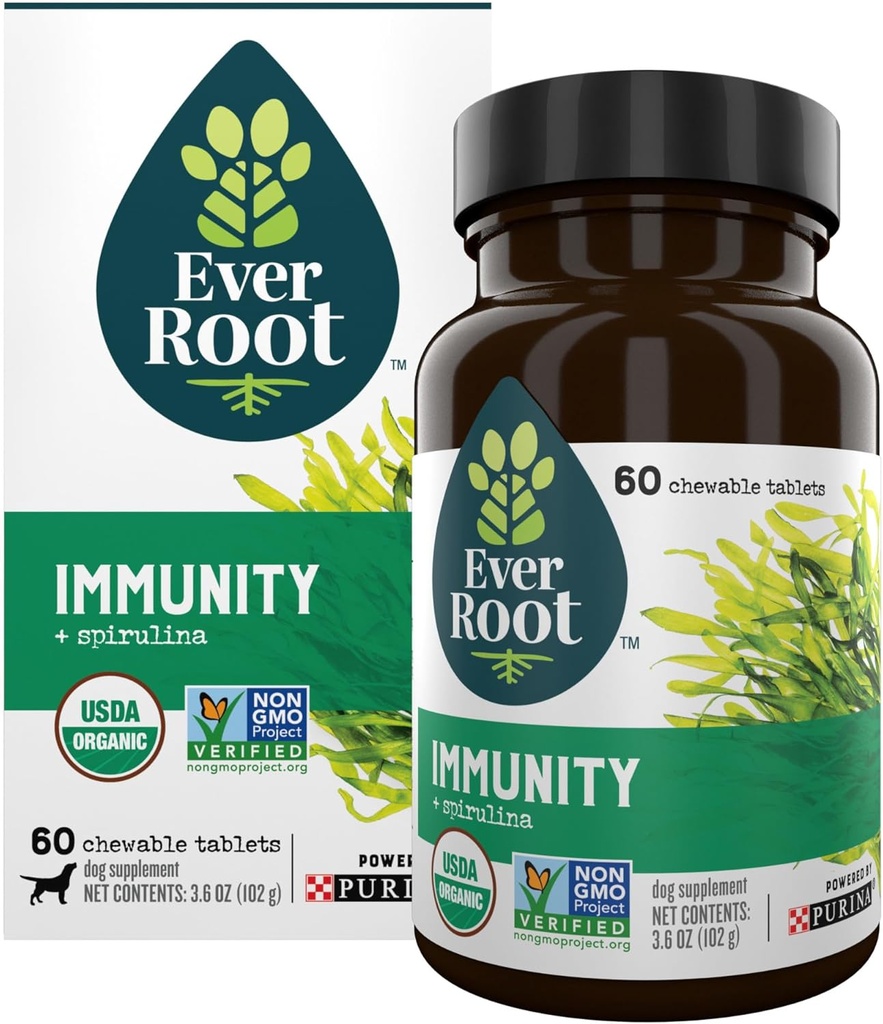 Suplementos de perros EverRoot Powered by Purina Immunity Chewable Tablet with Spirulina and Antioxidants - 3.6 oz. Canister