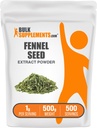 BulkSupplements.com Powder de extracto de semilla de hinojo - Powder de semillas de hinojo, Suplemento herbario - Vegan &amp; Gluten Gratis, 1g por ser, 500g (1.1 lbs) (Pack of 1)