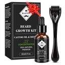 Kit de crecimiento de la barba RAFFIN, aceite de crecimiento de la barba mejorado (2Oz) w/Maximum Thickening Biotin " Castor Oil for Spot/Patchy Beard, Achieve Fuller, Thicker " Healthier Beards, Gifts for him Boyfriend Husband Dad