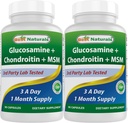Best Naturals, Glucosamine Chondroitin MSM Suplementos, 2600 mg por Serving, 90 cápsulas (90 Cuenta (Pack of 2))