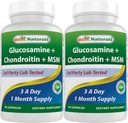Best Naturals, Glucosamine Chondroitin MSM Suplementos, 2600 mg por Serving, 90 cápsulas (90 Cuenta (Pack of 2))