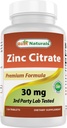 Mejores Naturales Zinc 30mg Suplementos (como Citrato de Zinc) - Vitaminas de zinc para adultos Apoyo Inmunitario - 120 Tabletas (120 Cuenta (Pack of 1))