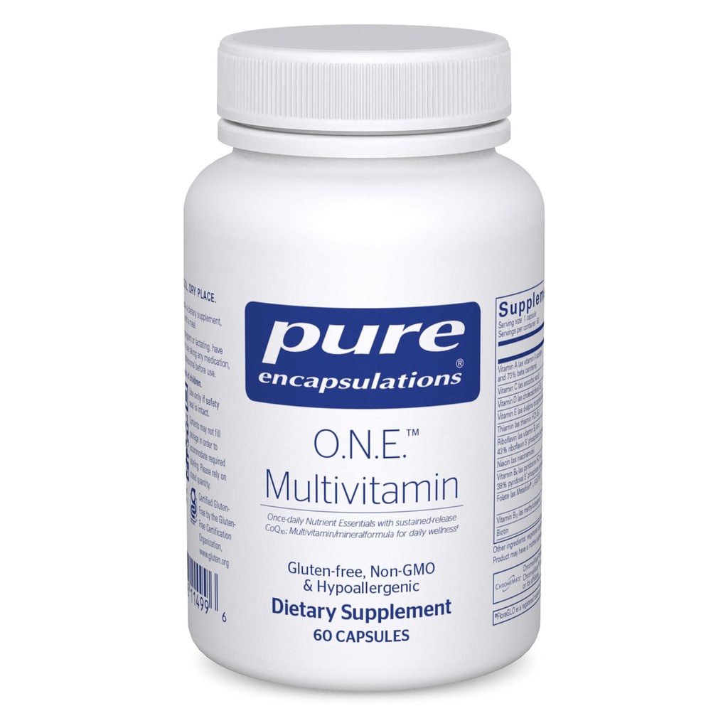 Pure Encapsulations O.N.E. Multivitamin - Once Daily Multivitamin with Antioxidant Complex Metafolin, CoQ10, and Lutein to Support Vision, Cognitive Function, and Cellular Health* - 60 cápsulas