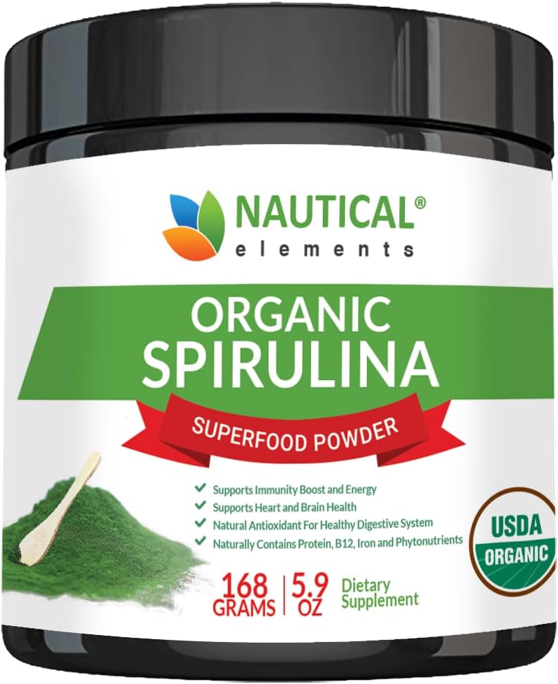 Premium USDA Organic Spirulina Powder - Organic Spirulina de Blue Green Algae de California &amp; Hawaii – 100% Vegetarian &amp; Vegan, Non-GMO, Non-Irradiated – The Best Green Superfood for Smoothies!