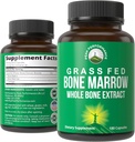 Peak Performance Grass Fed Bone Marrow - Whole Bone Extract Supplement 180 Capsules Superfood Pills Rich in Collagen, Vitamins, and Amino Acids. from Bone Matrix, Marrow, Cartilage. Tabletas ancestrales