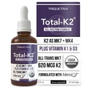 Total K2® | Vitamin K2 as MK7 & MK4 | Plus K1 & Vitamin D3 Cofactor - 620 mcg K2 per Serving - All-Trans MK7 from MenaQ7® - Full-Spectrum Vitamin K - Vegan, Organic Certified (Liquid 1 oz)