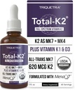 Total K2® tención Vitamina K2 como MK7 &amp; MK4 tención Plus K1 & Vitamina D3 Cofactor - 620 mcg K2 por Serving - All-Trans MK7 de MenaQ7® - Full-Spectrum Vitamin K - Vegan, Certified Orgánico (Liquid 1 oz)