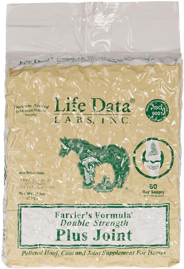 LIFE DATA LABS Farriers Formula Double Strength Plus Joint, 11 libras; Hoof Pelleted, Coat y Suplemento Conjunto para Caballos