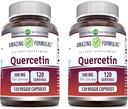 Amazing Formulas Quercetin 500mg Veggie Capsules Suplemento ← Non-GMO TENIDO Gluten Free ← Apoya la salud general y el bienestar (120 Conde TEN 2 Pack)