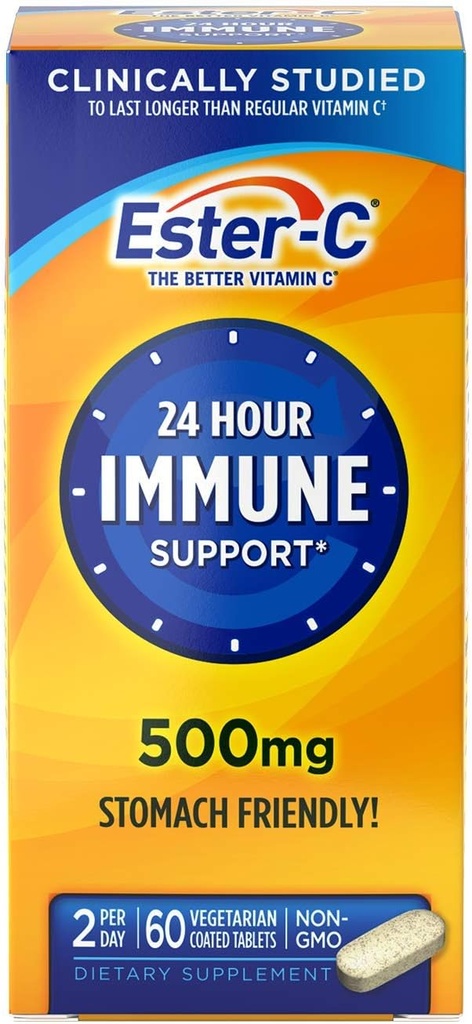 Ester-C Vitamin C, 500mg Tablets, 60-Count Bottles (Pack of 2)