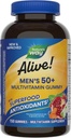 Manejo de la naturaleza Ávido de los hombres 50+ Multivitamínicos diarios, soporta cerebro saludable, ojos, corazón*, B-Vitamins, libre de gluten, sabor a frutas, 150 Gummies (paquete mayo Vary)