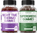 Hora de la noche Fat Burner Gummies (60 Conde) - Pérdida de peso & metabolismo sin azúcar Melatonina Suplemento y Supergreens Gummies (60 Conde) - Greens Supplements Immunity Support - Non GMO &amp; USA Made