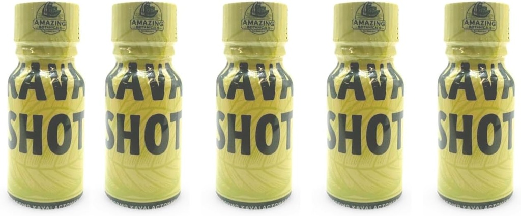 Amazing Botanicals KAVA Shot - 500mg Kavalactones - Original Flavor - Suplemento dietético - 5 Cuenta - 10ml