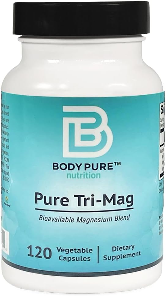 Puro Tri-Mag - Tres formas de Magnesio de Alta Absorbed para una variedad de protocolos nutricionales. Alivio de estrés, sueño, salud cardíaca, músculos y metabolismo Apoyo 120-caps