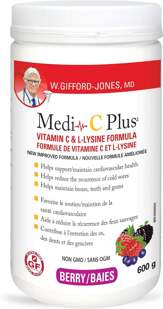 Dr. Gifford-jones Preferentes Nutrición Medi-C Plus Vitamina C & L-lysine Fórmula Berry Sabor 600g