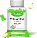 Orgánica de gomas de raíz valeriana, Suplemento herbal para la relajación &amp; soporte de humor, gomas de sueño sin melatonina para adultos, vegano, no GMO, Apple Flavor, 60 condes