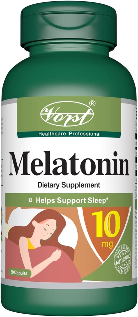 Melatonina 10mg 60 cápsulas, promueve la relajación del sueño, la liberación rápida sin drogas Ayuda de sueño, suplemento dietético, fácil de tomar, máxima fuerza ...