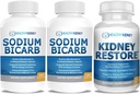 Sodium Bicarbonate 650mg Capsules for Acid Relief, Alkalinity 120 Pills 2-Pack + Kidney Restore Kidney Cleanse and Kidney Health Supplement, 60 caps