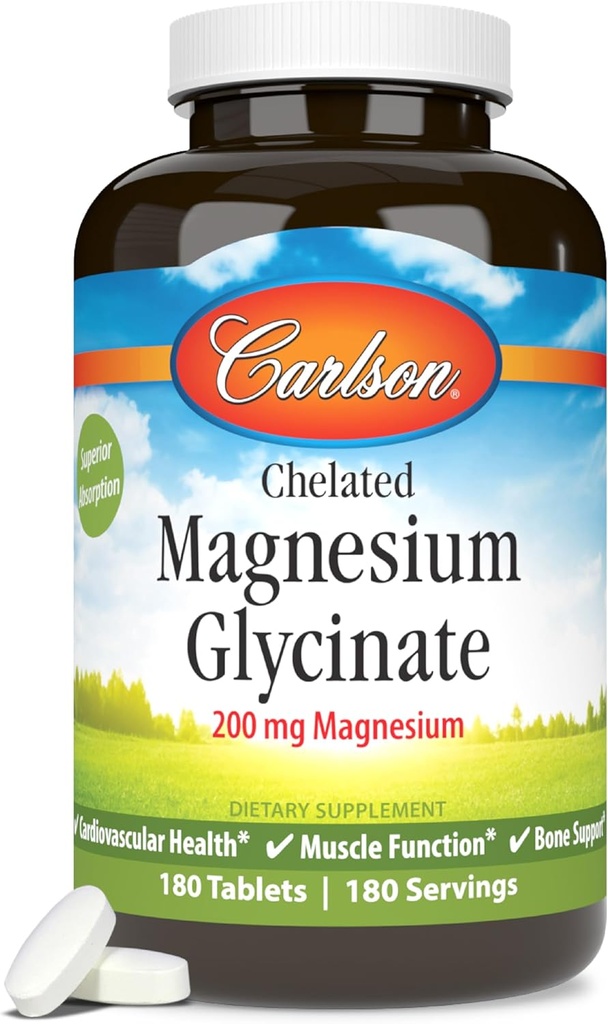 Carlson Magnesio Chelated 200mg, 180 Tablets