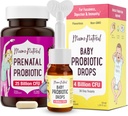 Mama Natural Prenatal Probiótico &amp; Baby Probiotic Drops Bundle – Gut, Vaginal &amp; Immune Support for Mom + Digestive Comfort for Baby with Infant Probiotics – Bundle &amp; Save