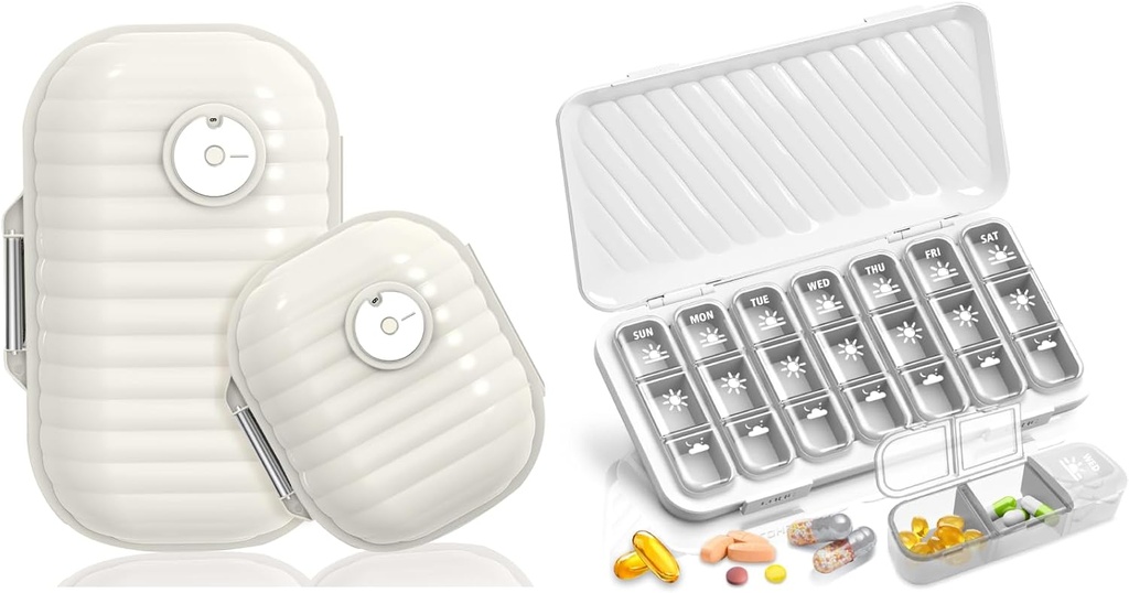 Organizador de píldoras de viaje, 7 días organizador de píldoras 3 veces al día, 7 días caja de píldoras - GloDeals Organizador semanal de píldoras Medicina diaria dispensador de contenedores caso de suplemento de aceite de vitamina pescado