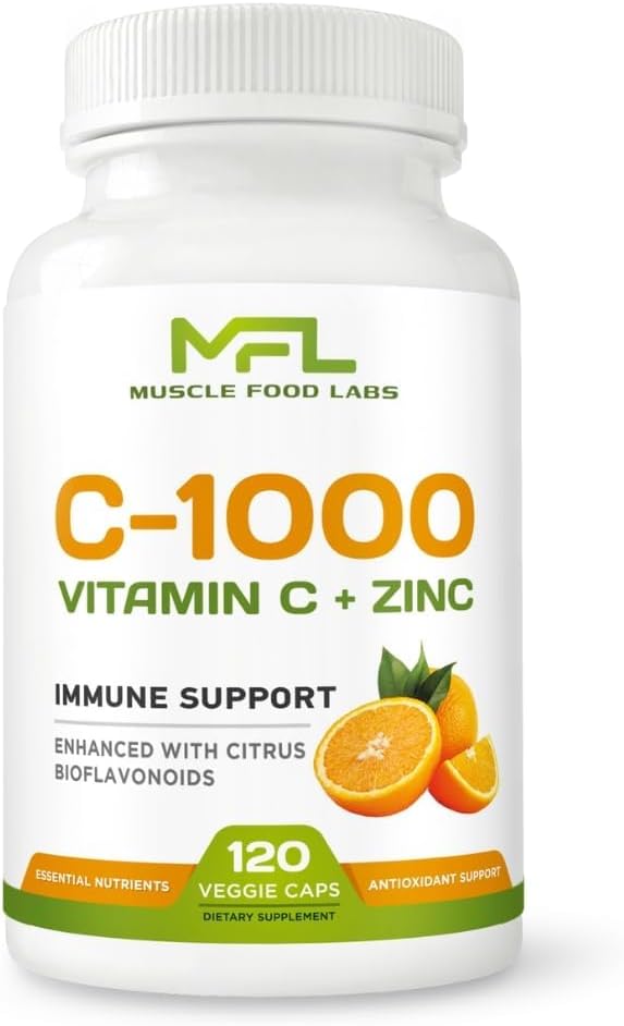 ← Vitamina C + ZINC TENIDO C - 1000 TEN VIT C 1000mg ANTE Zinc 25mg ANTE Citrus Bioflavonoids 25mg ← No GMO &amp; Gluten Free TEN 120 Capsules