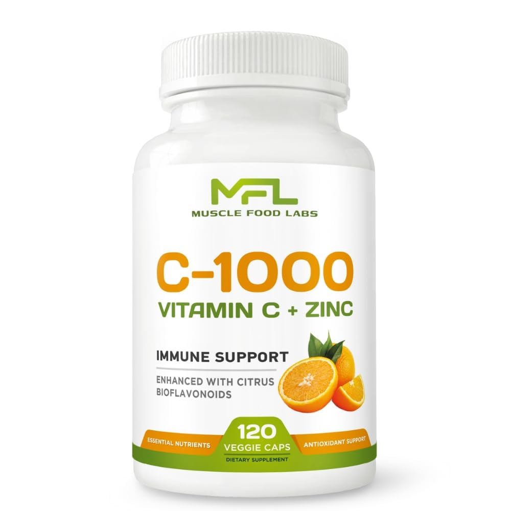 ← Vitamina C + ZINC TENIDO C - 1000 TEN VIT C 1000mg ANTE Zinc 25mg ANTE Citrus Bioflavonoids 25mg ← No GMO &amp; Gluten Free TEN 120 Capsules