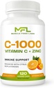 | Vitamin C + ZINC | C - 1000 | VIT C 1000mg | Zinc 25mg | Citrus Bioflavonoids 25mg | Non-GMO & Gluten Free | 120 Capsules