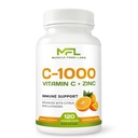 ← Vitamina C + ZINC TENIDO C - 1000 TEN VIT C 1000mg ANTE Zinc 25mg ANTE Citrus Bioflavonoids 25mg ← No GMO &amp; Gluten Free TEN 120 Capsules
