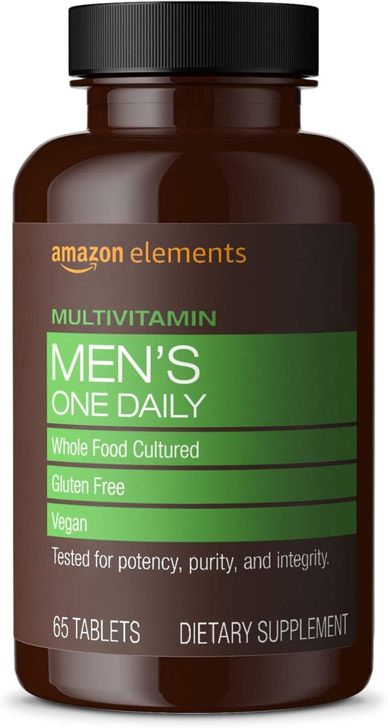 Elementos One Daily Multivitamin de los hombres, 62% Whole Food Cultured, Vegan, 65 Tablets, 2 meses de suministro (Packaging puede variar)