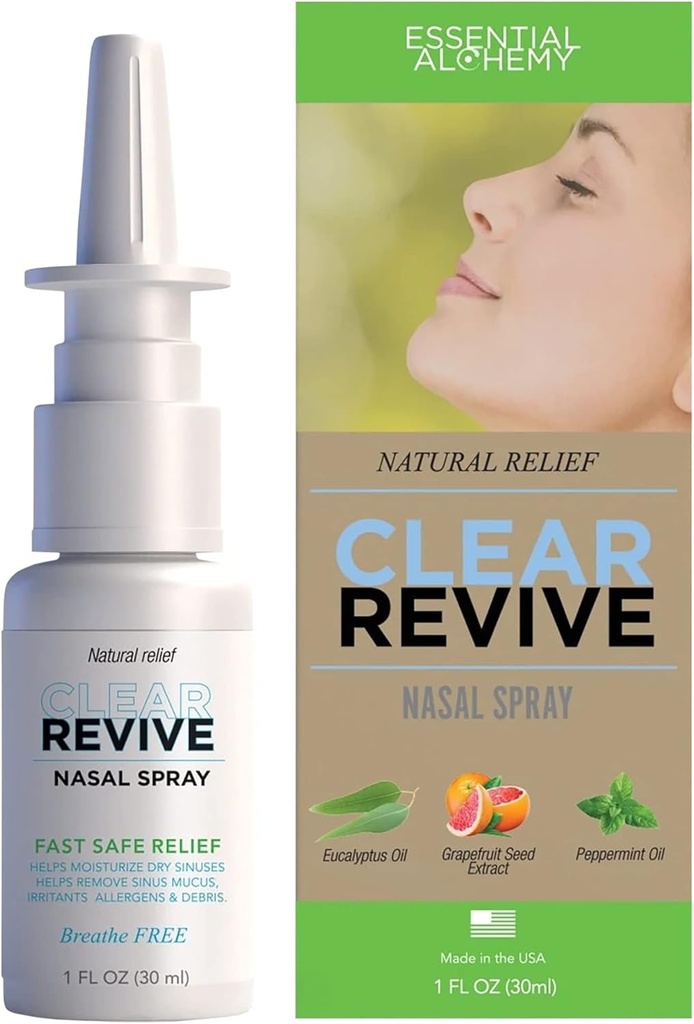 Nasal Spray, Alivio de la Alergia, Alivio rápido de Nasal y Sinus Irritation, Dryness y Mucus Removal, Non Drowsy y Zero Dependency Formula (Adult, 1pk)