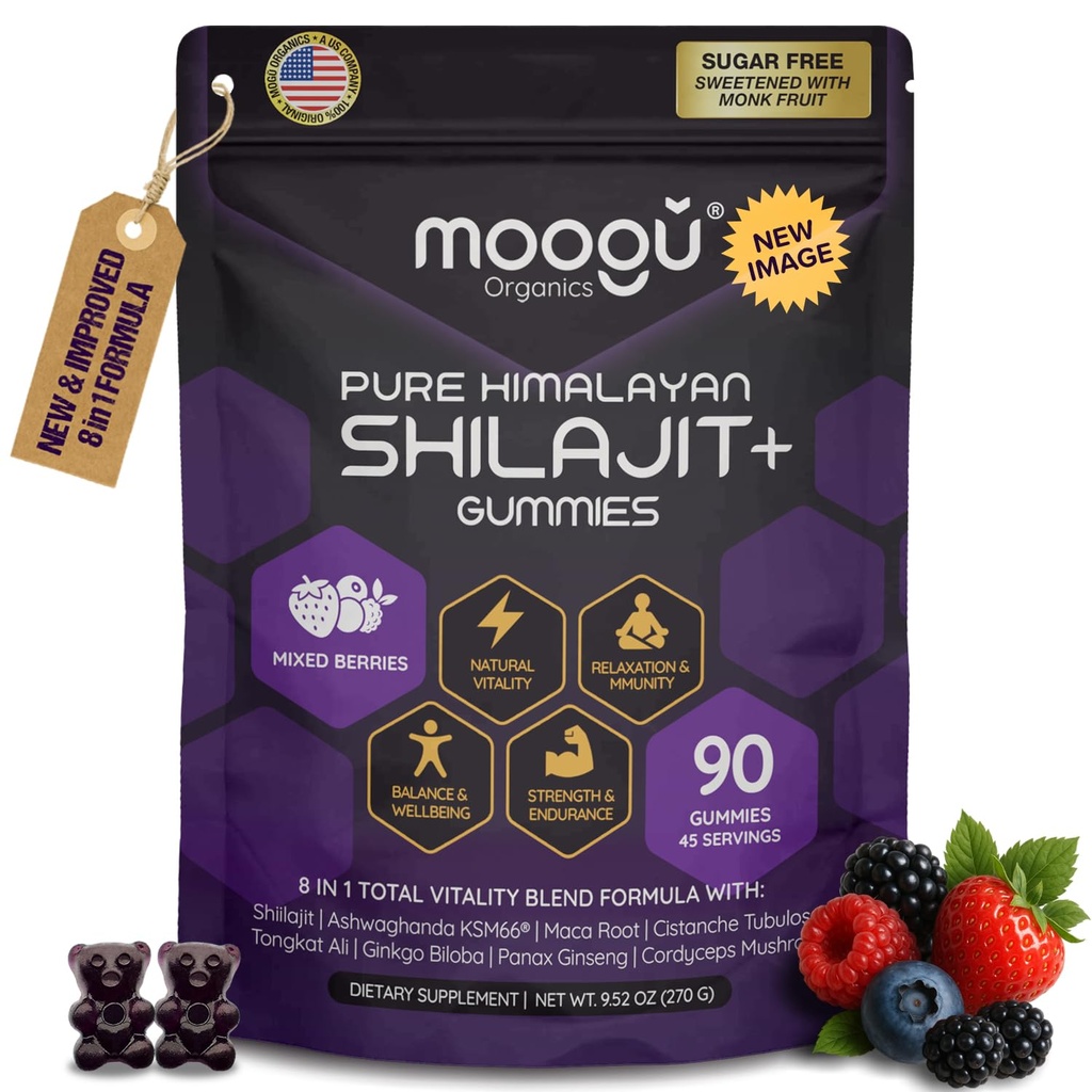 18,000mg Puro Himalayan Shilajit (90 Gummies) Ashwagandha, 75% Fulvic Acid &amp; 85+ Trace Minerals I Hombres, Mujeres I Panax Ginseng, Rhodiola, Turmeric, Gingko Biloba, Cordyceps, Stinginginging Nettle.
