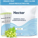 Embalajes de hidratación Nectar - Electrolitos Embalajes de polvo - Sugar Gratis > 0 Calorie - Electrolitos de fruta orgánica líquido diario IV Polvo para alivio de la deshidratación y rehidratación rápida (Grape 30 Pack)