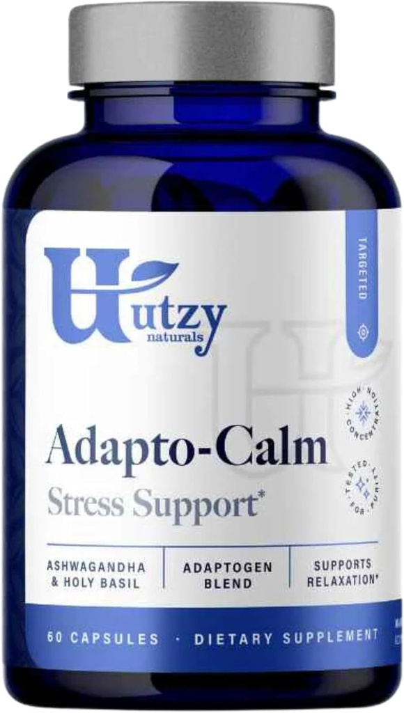 Utzy Naturals Adapto-Calm ← Stress Support Fórmula Silencioso con Ashwagandha, Tulsi Holy Basil, y Passionflower