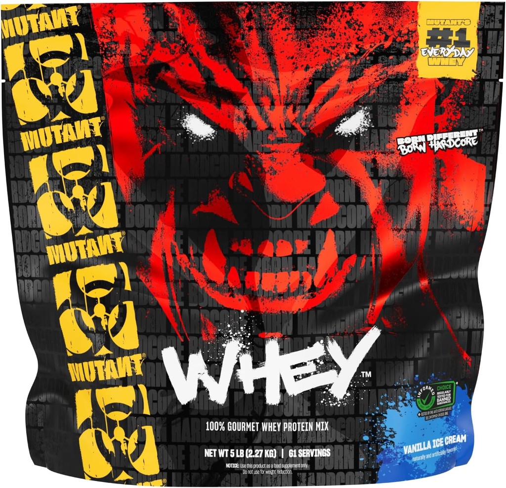 Mutant Whey – 100% Whey Protein Powder Shake, Gourmet Taste, 22g de Protein, Fast Absorbing, Easy Digesting, 5lbs - Vanilla Ice Cream