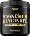 Magnesio Glycinate con 18% Magnesio Elemental Suplemento compuesto - 180 cápsulas - Beneficios poderosos para la salud del hueso de apoyo, crecimiento muscular, salud cardíaca cómoda
