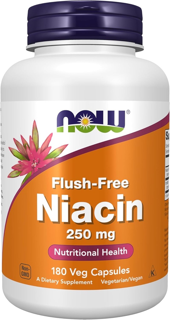 AHORA Suplementos de alimentos, Niacina (Vitamin B-3) 250 mg, Influenza, Salud Nutricional, 180 cápsulas de verduras