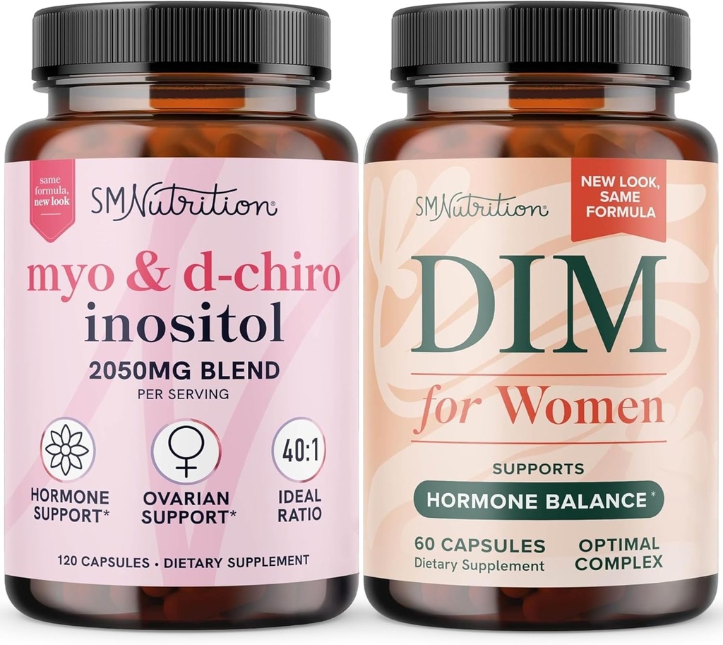 SMNutrition Women's DIM Suplemento " Myo-Inositol " D-Chiro Inositol peru Hormone Balance Bundle with 40:1 Ratio (30 Servings) and 250mg DIM Supplement for Women Complex (60 Servings)