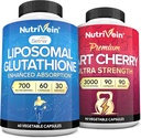 Nutrivein Premium Liposomal Glutathione Suplemento " Tart Cherry Capsules Bundle: High-Absorption Glutathione Liposomal Supplement " Tart Cherry Extract Capsules for Detox, Recovery, " Defenses