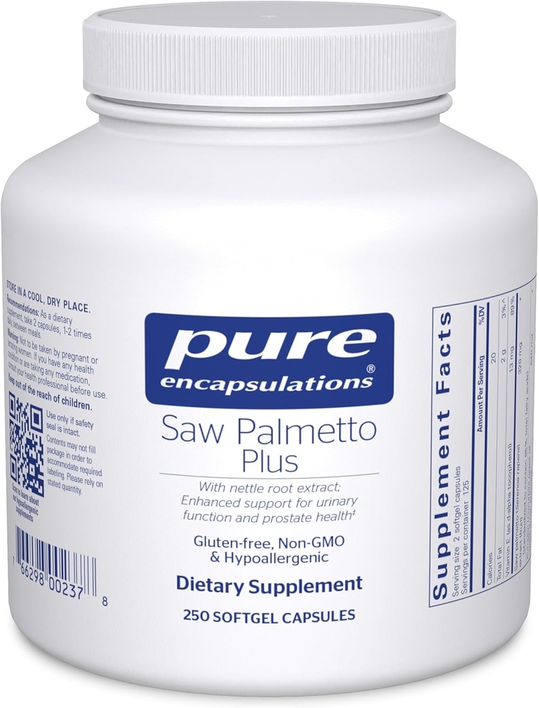 Pure Encapsulations Saw Palmetto Plus ← con Nettle Root Extract to Support Urinary Function  250 Softgel Capsules