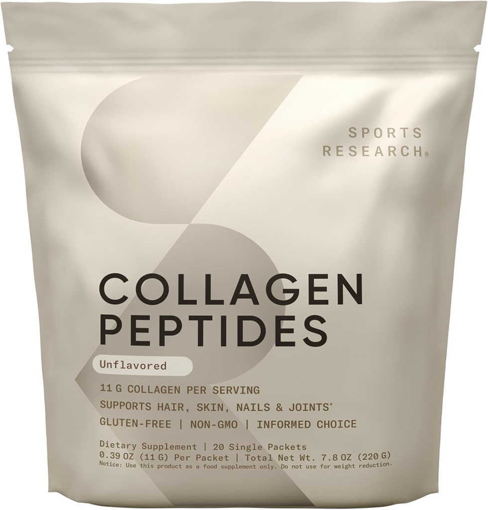 Collagen Peptides de investigación deportiva - Hidrolyzed Tipo 1 & 3 Collagen Powder Protein Suplemento para la piel sana, uñas, &amp; articulaciones - Easy Mixing Vital Nutrients & Proteins, Collagen for Women &amp; Men