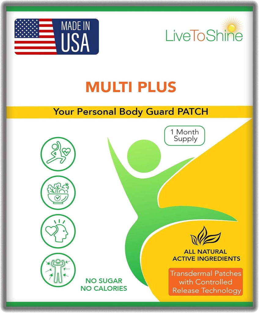 Live To Shine Multi Plus Topical Patch - USA Made - 30 Days Supply for Women and Men from