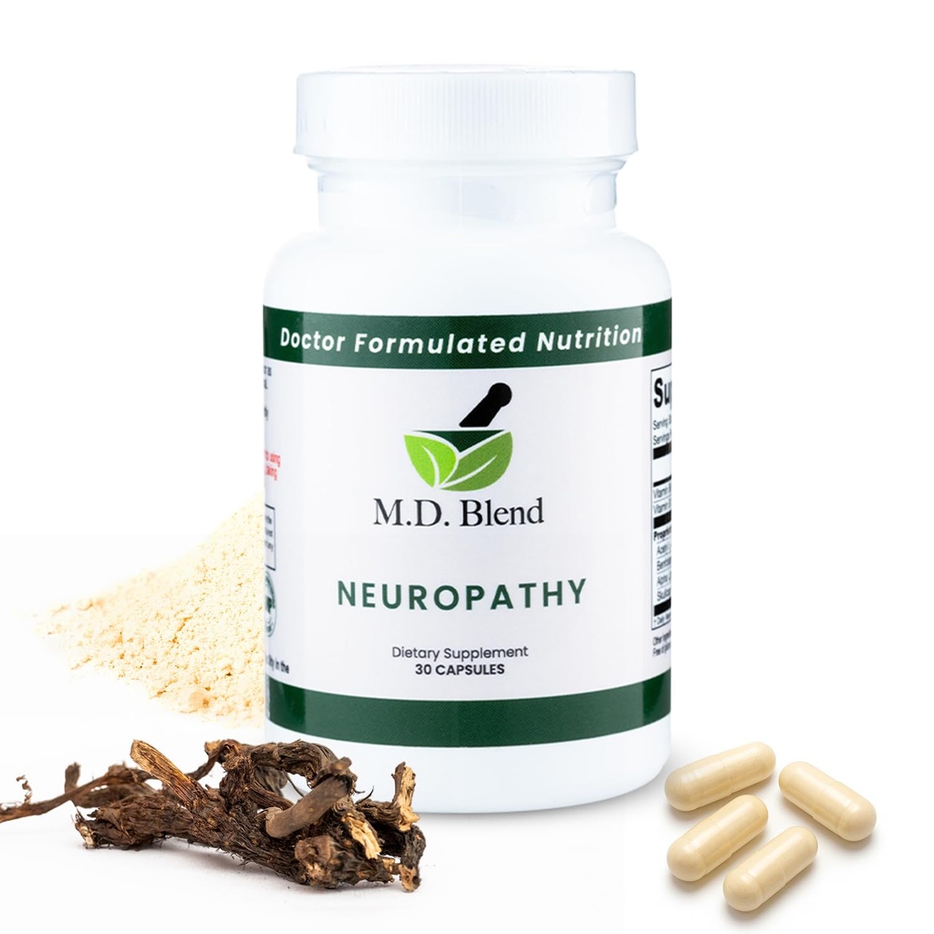 Neuropatía - Experto Formulado - Blend natural para el bienestar nervioso óptimo - Ácido alfa Lipoico, L-Carnitina, Vitaminas B6 &amp; B12, Skullcap Root, Acetyl L-Carnitine - 30 cápsulas (1 Pack)