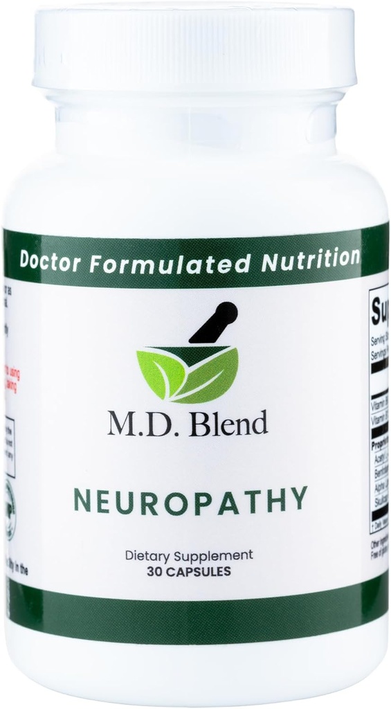 Neuropatía - Experto Formulado - Blend natural para el bienestar nervioso óptimo - Ácido alfa Lipoico, L-Carnitina, Vitaminas B6 &amp; B12, Skullcap Root, Acetyl L-Carnitine - 30 cápsulas (1 Pack)