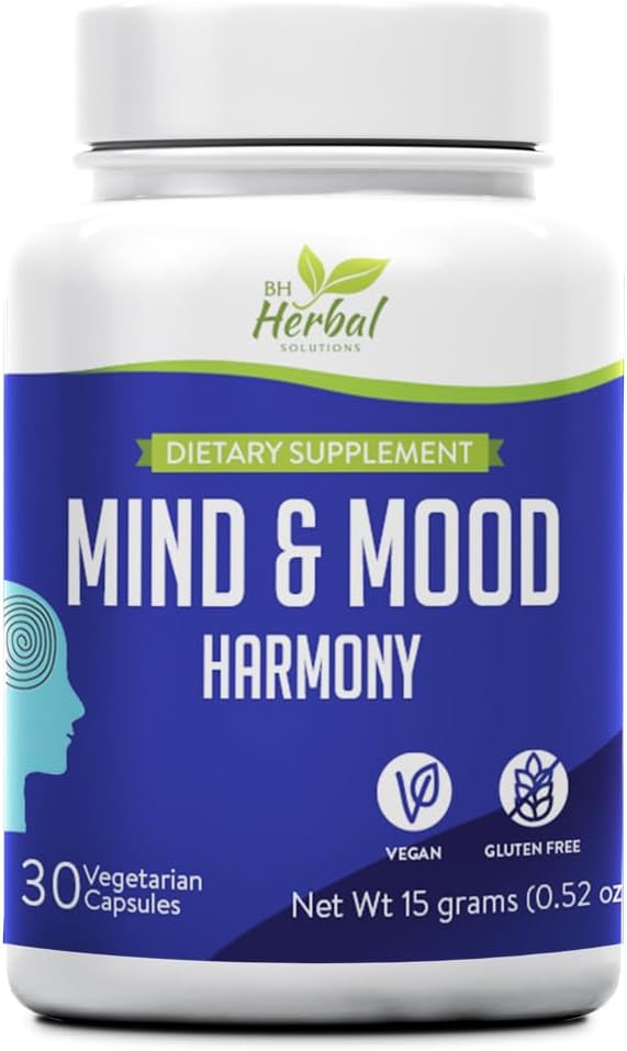Armonía Mente y Mood - Mejor claridad y enfoque - Balance Mood Swings - Soporte Regulación Emocional - Fórmula No Drowsy - 100% Herbal y Natural